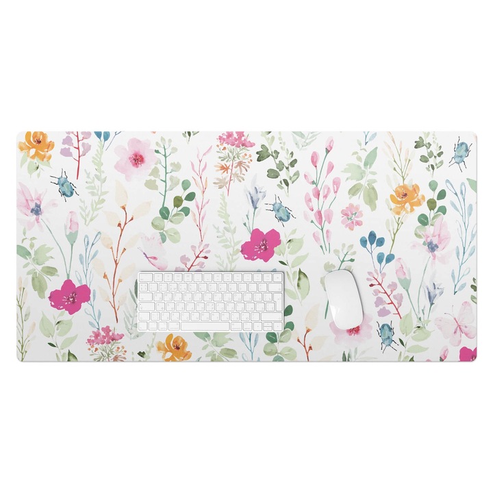 Íróasztal könyökalátét, Wallfluent, Vintage virágmintás, Többszínű, 100x50 cm, 010250300020100282864