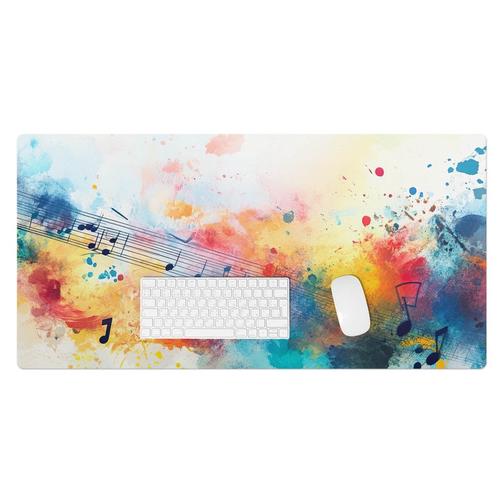 Mapa de birou, Wallfluent, Abstractia muzicala, Multicolor, 100x50 cm, 010250300020100282892