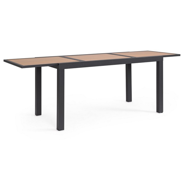 Masa extensibila aluminiu gri antracit maro Hilija 140/210x77x75 cm