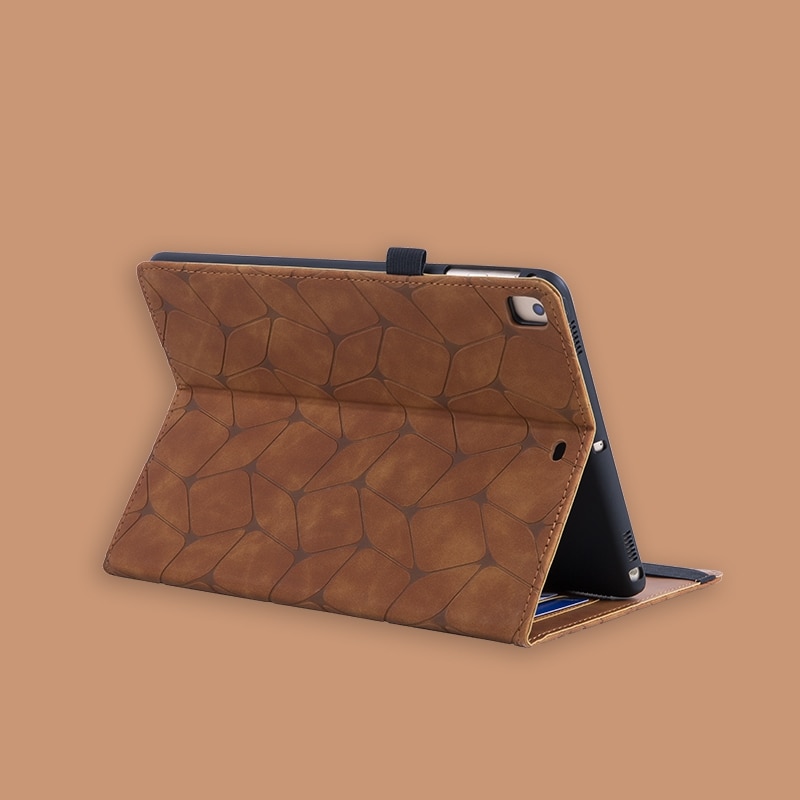 Husa tableta compatibila cu iPad Air 2024, Geometric, Leather, Brown