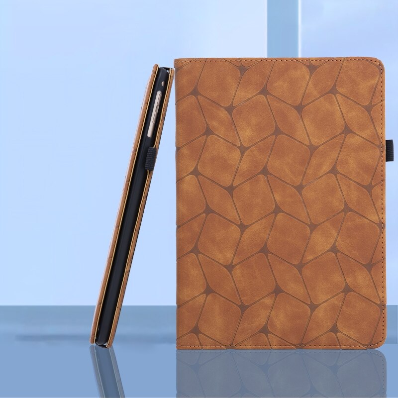 Husa tableta compatibila cu iPad Air 2024, Geometric, Leather, Brown