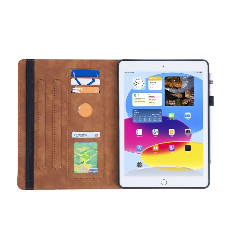 Husa tableta compatibila cu iPad Air 2024, Geometric, Leather, Brown