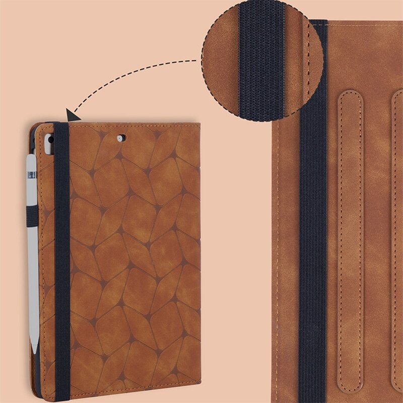 Husa tableta compatibila cu iPad Air 2024, Geometric, Leather, Brown