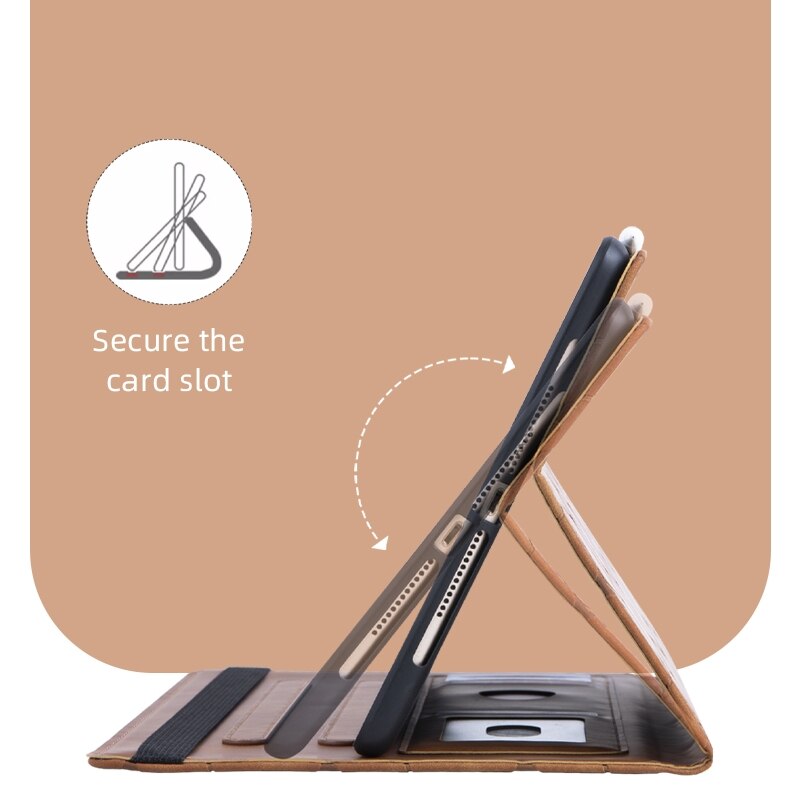 Husa tableta compatibila cu iPad Air 2024, Geometric, Leather, Brown