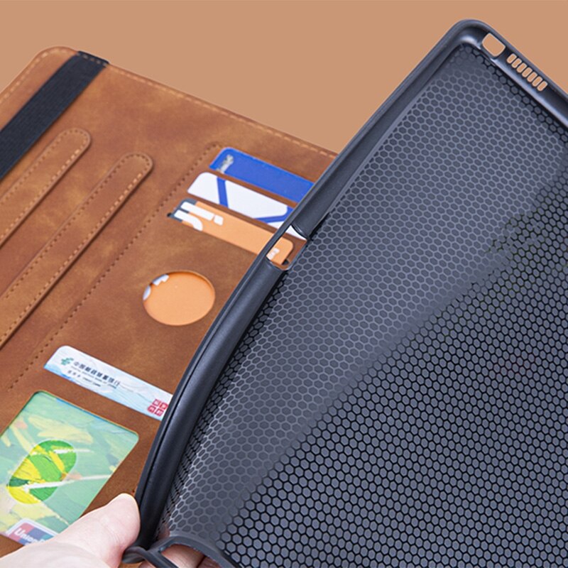 Husa tableta compatibila cu iPad Air 2024, Geometric, Leather, Brown