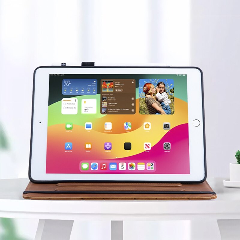 Husa tableta compatibila cu iPad Air 2024, Geometric, Leather, Brown