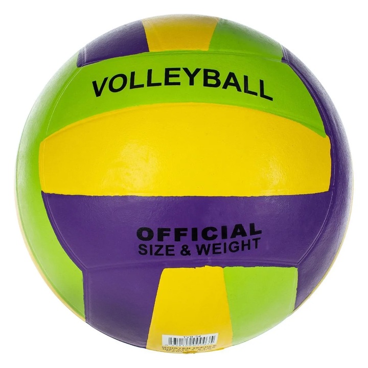 Röplabda sz. 5, zöld, sárga, lila, tartós anyag, könnyű, ideális edzésekhez és mérkőzésekhez