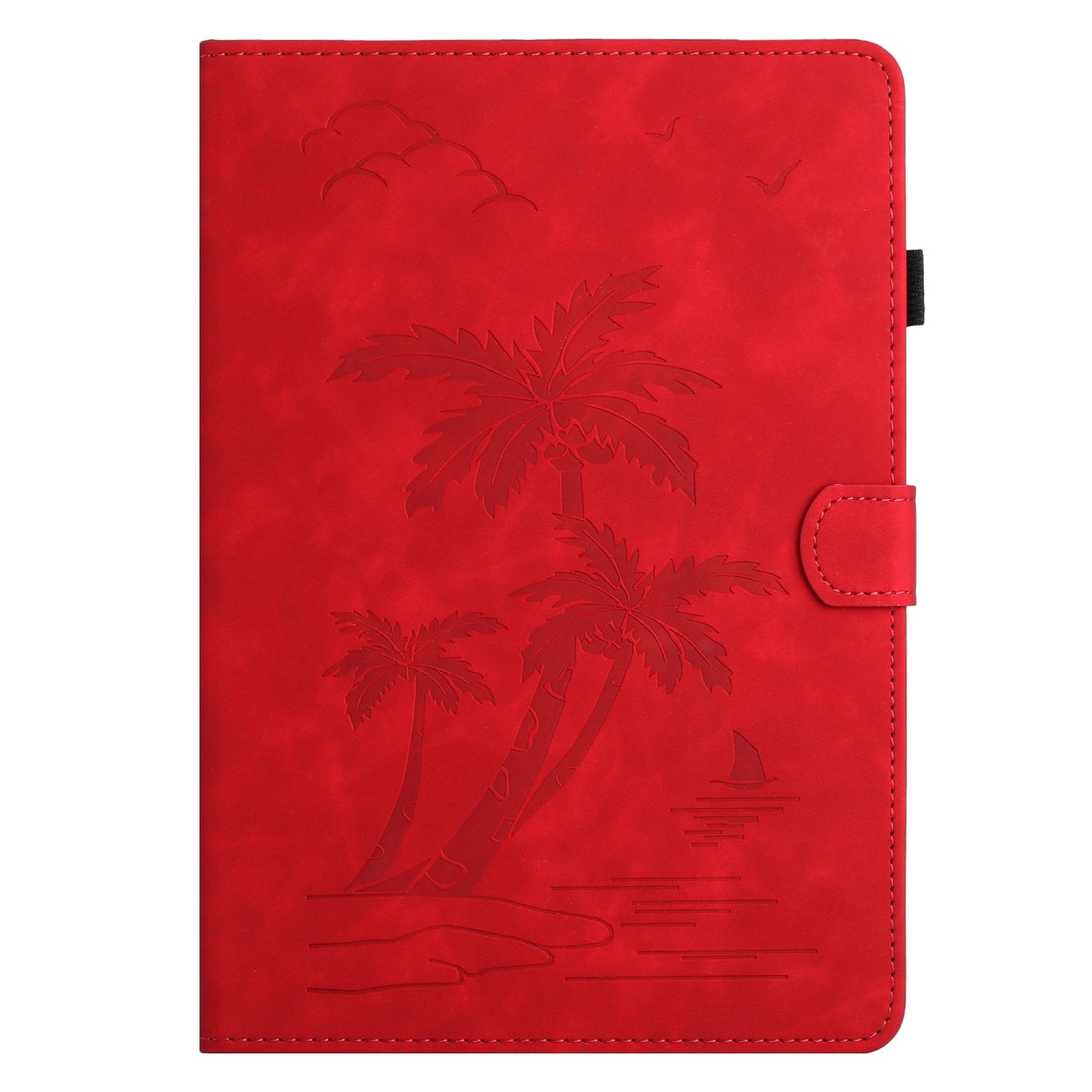 Husa tableta compatibila cu Samsung Galaxy Tab S7 T870/T875, cu design empatat cu palmier, din piele inteligenta, rosu