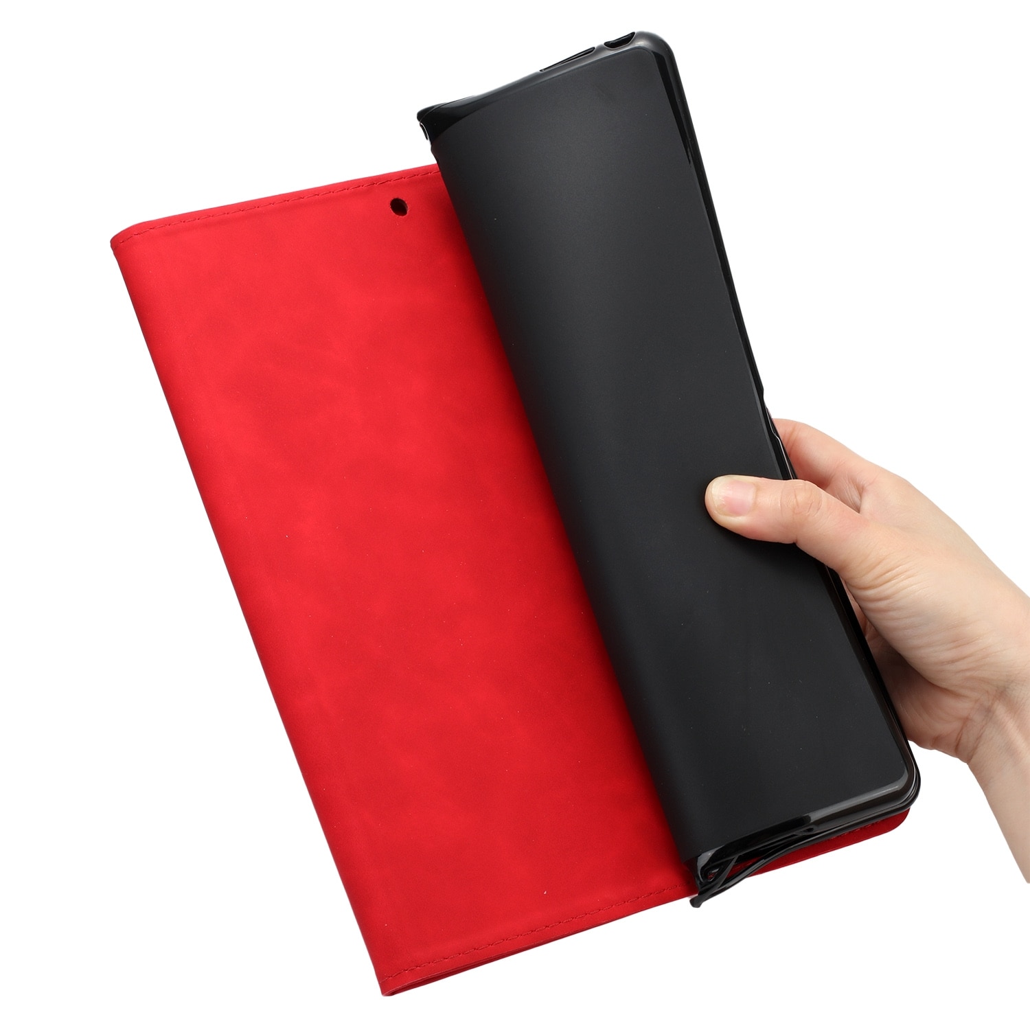 Husa tableta compatibila cu Samsung Galaxy Tab S7 T870/T875, cu design empatat cu palmier, din piele inteligenta, rosu