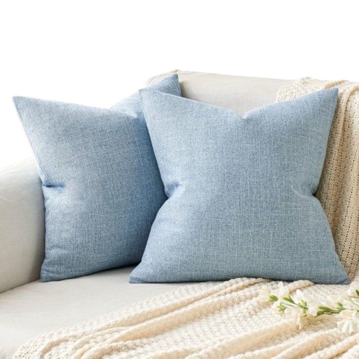 Set 2 fete de perna, Miulee, din poliester, 50 x 50 cm, albastru marin