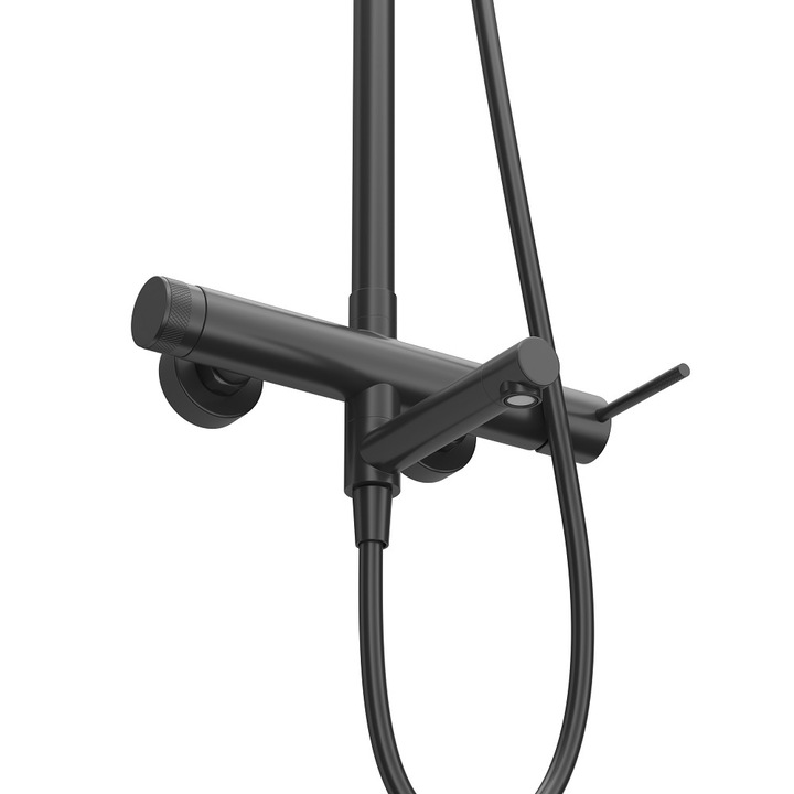 OLIM Rubinetteria zuhanyoszlop szett, Relax sorozat, 304 INOX anyag, rugalmas kézizuhany 150 cm, zuhanyfej, matt fekete színű