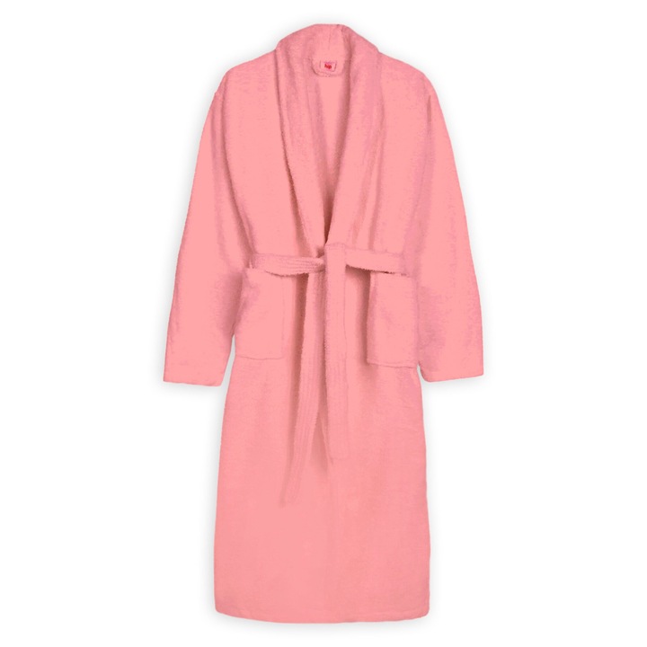 Halat de baie si SPA Hotel cu guler Kimono Velur 100% Bumbac, unisex XL/XXL, 420 grame/mp, Pudra