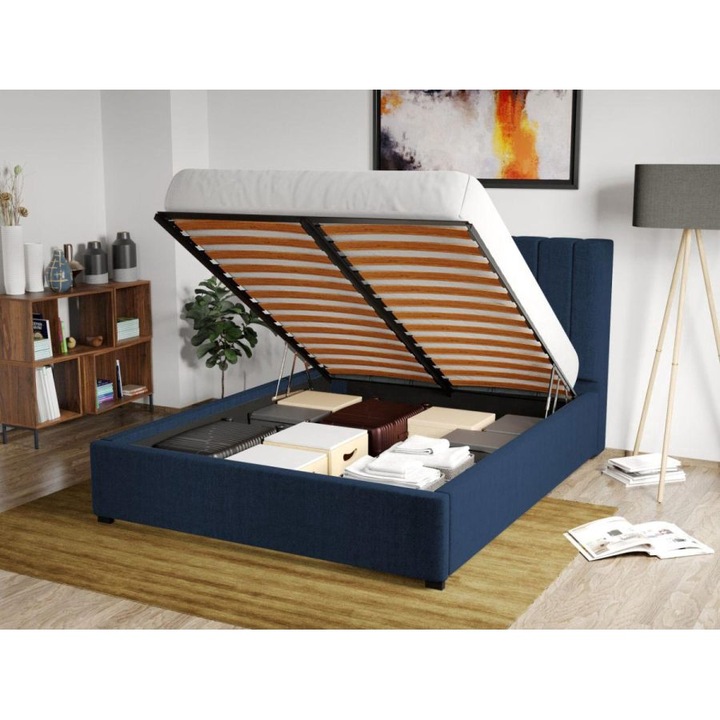 Pat Tapitat, pentru Saltea de 190, Adam Rabatabil, 160x190, Albastru/Falcone 80