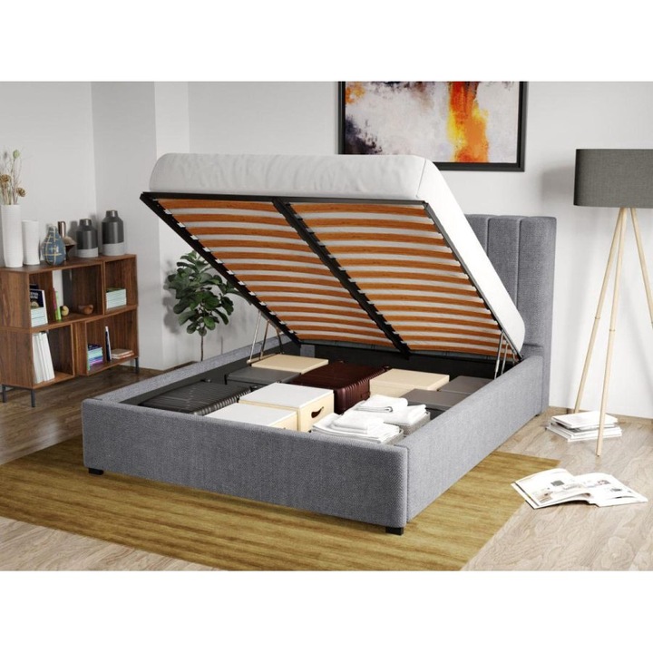 Pat Tapitat, pentru Saltea de 190, Adam Rabatabil, 160x190, Gri/Eden 18