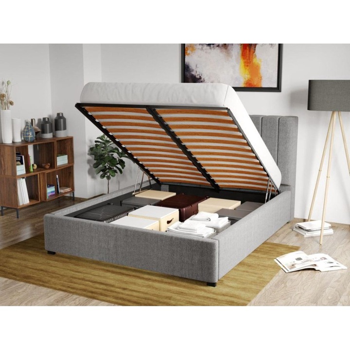 Pat Tapitat, pentru Saltea de 190, Adam Rabatabil, 160x190, Gri/Falcone 21