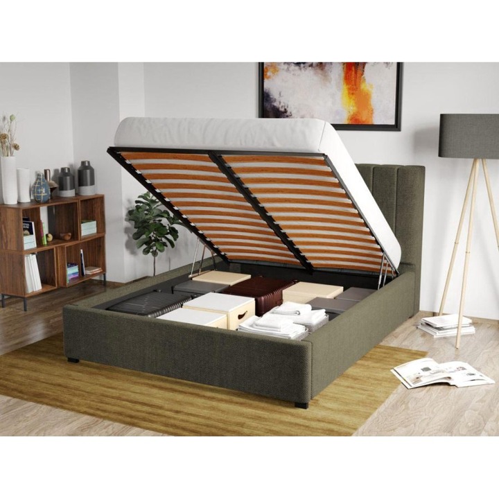 Pat Tapitat, pentru Saltea de 190, Adam Rabatabil, 160x190, Verde inchis/Eden 12