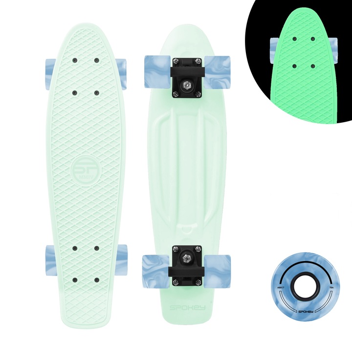 Skateboard, 56x15cm, roti PU 90A, greutate maxima utilizator 100kg, compacta si usor de transportat