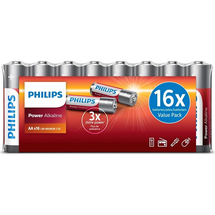 Батерии Philips Power Alkaline AA, 16 бр