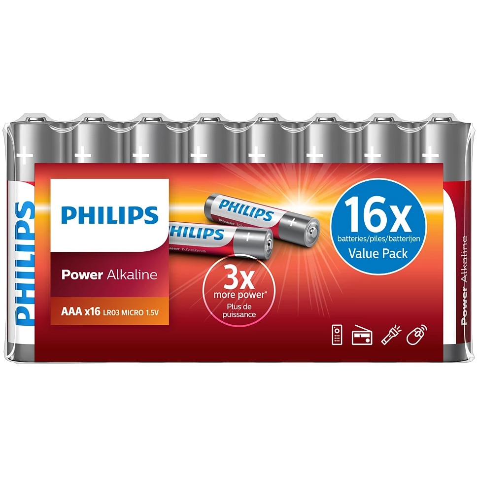 Baterii Philips Power Alkaline AAA, 16 buc