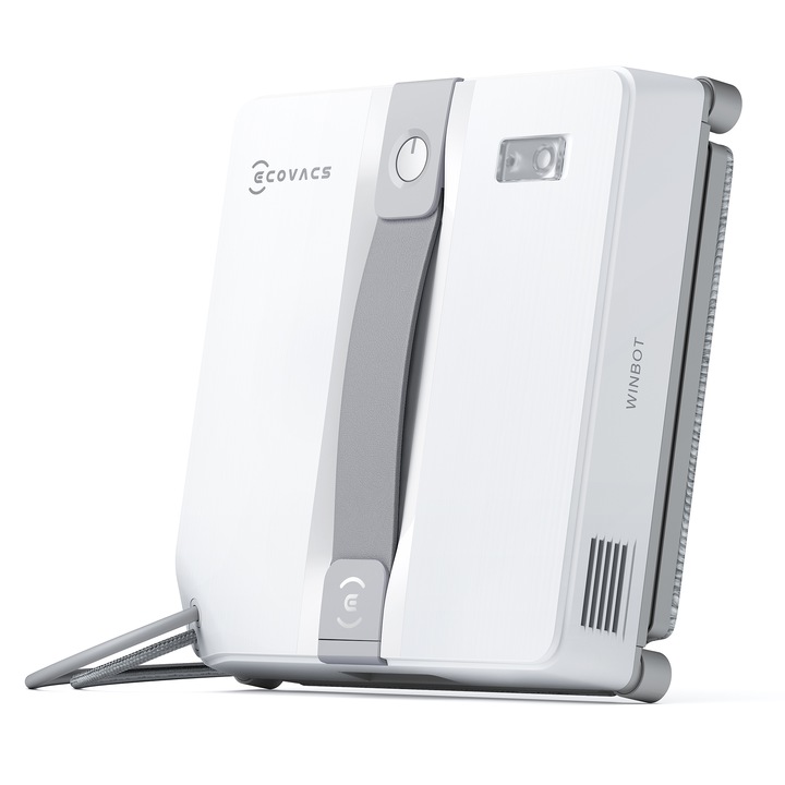 Aspirator de curatat geamuri WINBOT MINI Grey Ecovacs, tehnologie WIN-SLAM 3.0, putere de aspirare 3200Pa, capacitate rezervor apa 60ml, pad microfibra, 3 moduri de curatare, alb