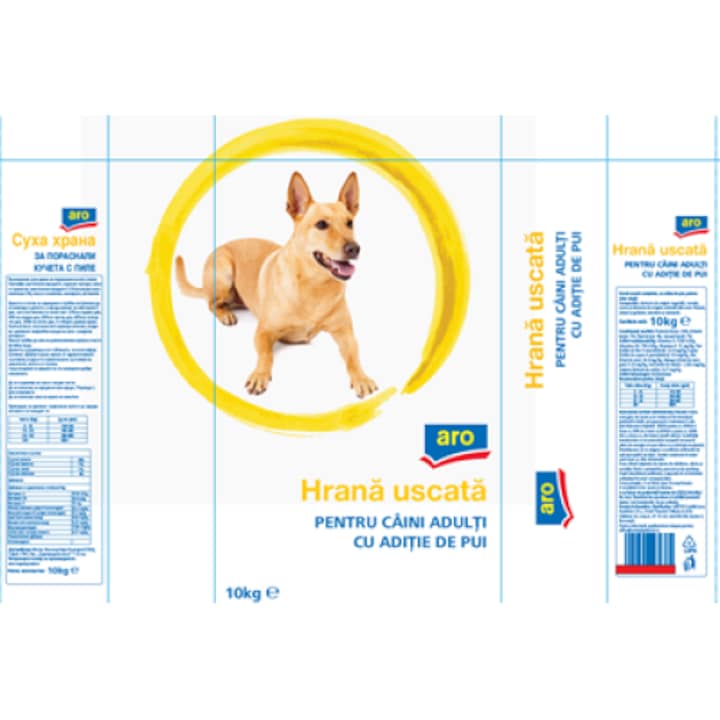 Hrana Uscata cu gust de Pui pentru Caini, 10 Kg, Aro