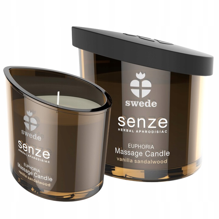 Masszázsgyertya, Swede, Senze euphoria, Vanília és szantálfa, 150 ml, Vegán, Természetes összetevők, Égési idő 36 óra