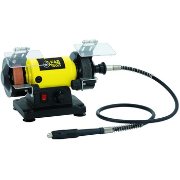 Mini-polizor de banc profesional Far Tools, 75mm, 1250W, cu arbore antrenare, MBG120 Mini-polizor de banc profesional Far Tools, 75mm, 1250W, cu arbore antrenare, MBG120