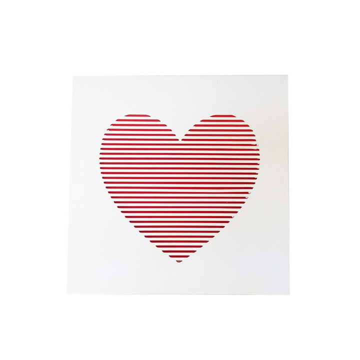 Поздравителна картичка Heart Line red