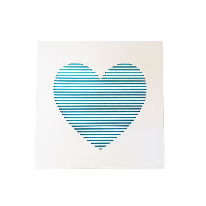 Поздравителна картичка Heart Line blue