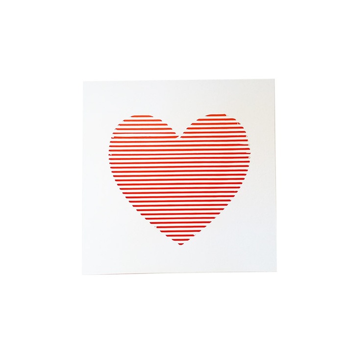 Поздравителна картичка Heart Line orange