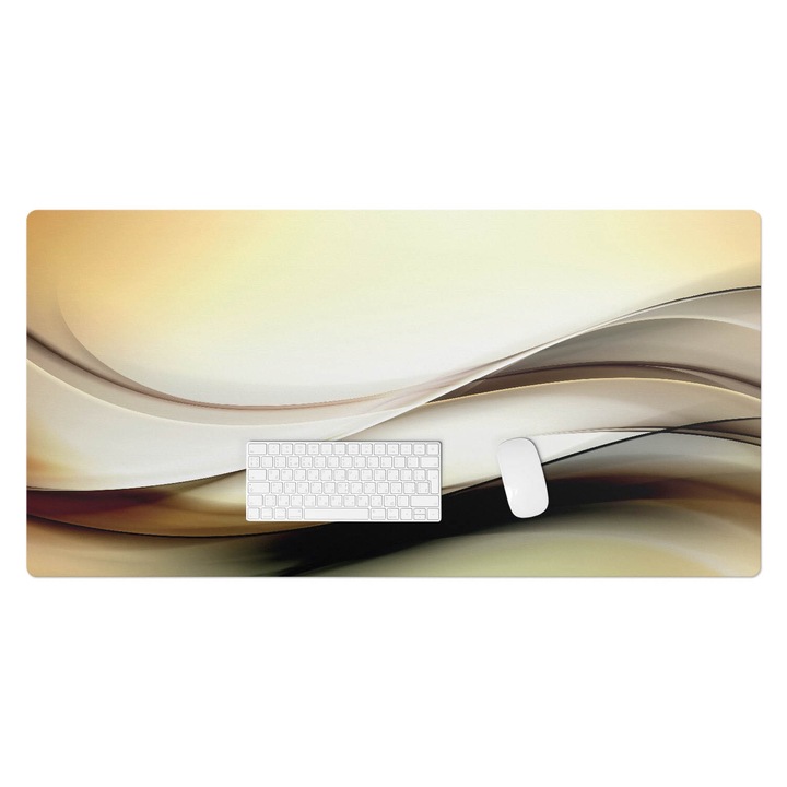 Irodai asztal alátét, Wallfluent, Hullámos vonalak, Sárga, 120x60 cm, 010250300030100006120