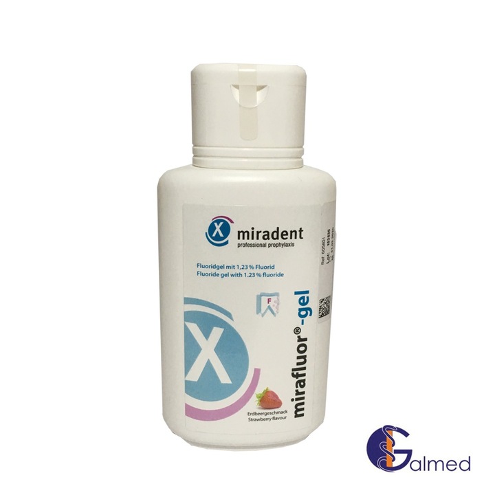 Miradent fluorid gél 250 ml, átlátszó, menta/eper