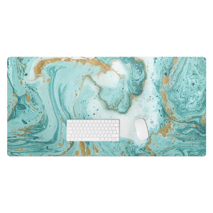 Íróasztal alátét, Wallfluent, Márvány hullámok, Türkiz, 120x60 cm, 010250300030100029774