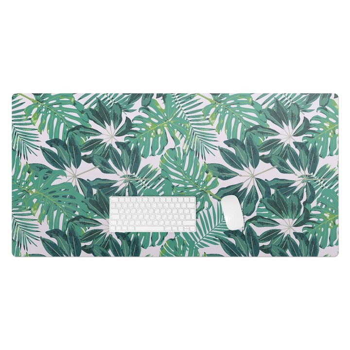 Íróasztal alátét, Wallfluent, Trópusi levelek, Zöld, 120x60 cm, 010250300030100020526