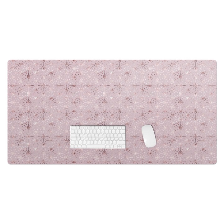 Mapa birou, Wallfluent, Model floral geometric, Roz, 120x60 cm, 010250300030100033418