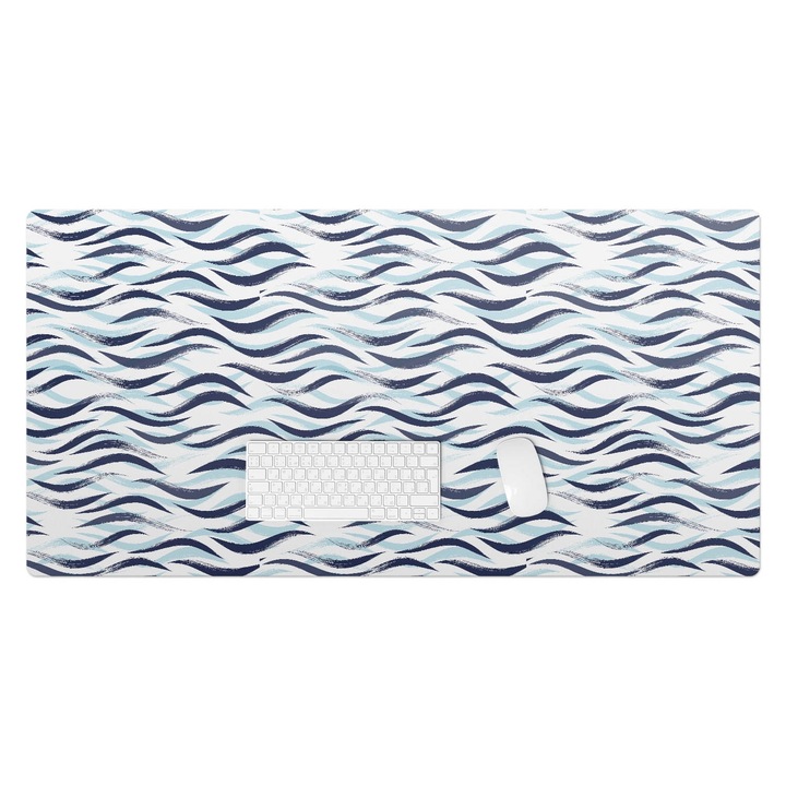 Íróasztal alátét, Wallfluent, Hullámos vonalak, Tengerészkék, 120x60 cm, 010250300030100033371