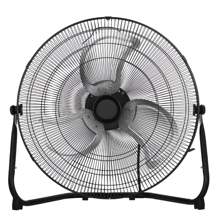 Ventilator de podea, diametru 45 cm, 120 W, grilaj metalic, 3 trepte, 220 V, 65 dB, Negru