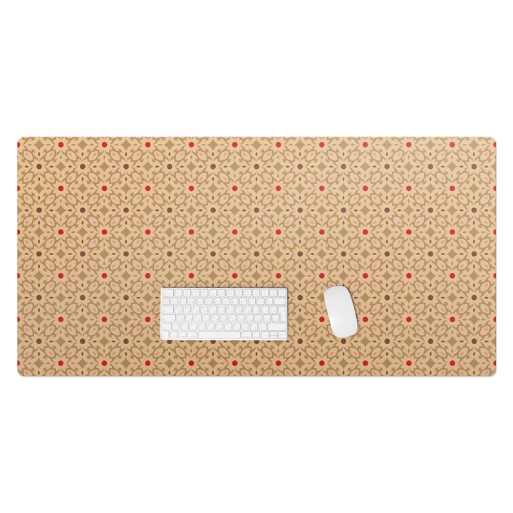 Mapa protectie birou, Wallfluent, Model retro floral, Bej, 120x60 cm, 010250300030100033540