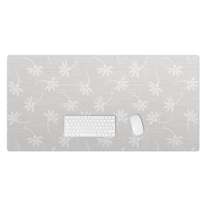 Mapa birou, Wallfluent, Model floral pe material, Gri, 120x60 cm, 010250300030100033450