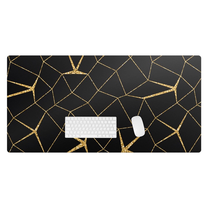 Mapa protectie birou, Wallfluent, Model de linii geometrice, Negru, 120x60 cm, 010250300030100030528