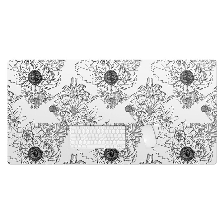 Irodai asztal alátét, Wallfluent, Lineáris virágmintás, Többszínű, 120x60 cm, 010250300030100033490