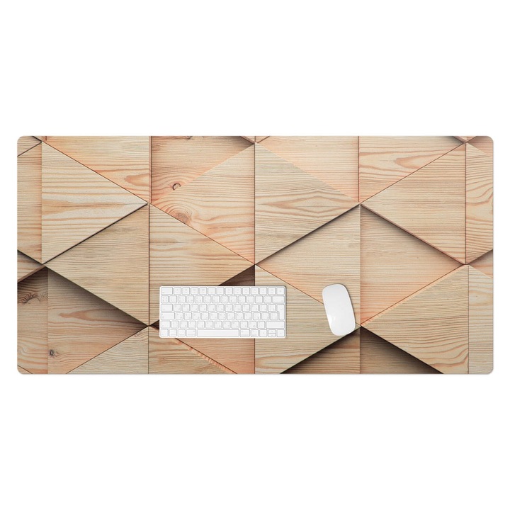 Íróasztal könyökalátét, Wallfluent, Geometrikus 3D minta, Bézs, 120x60 cm, 010250300030100056574