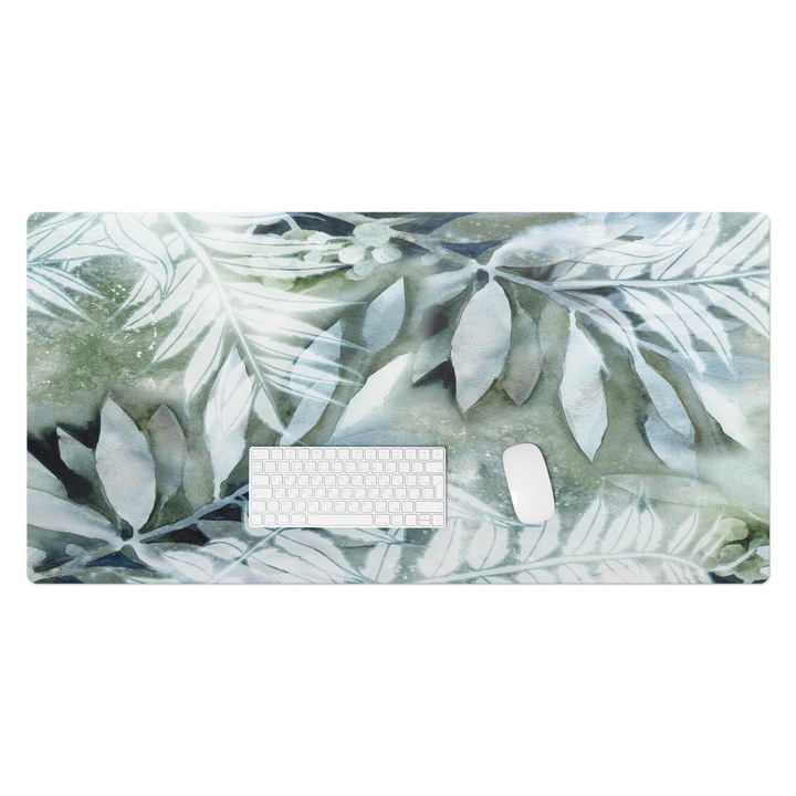 Mapa de birou, Wallfluent, Acuarela frunze, Verde, 120x60 cm, 010250300030100057200