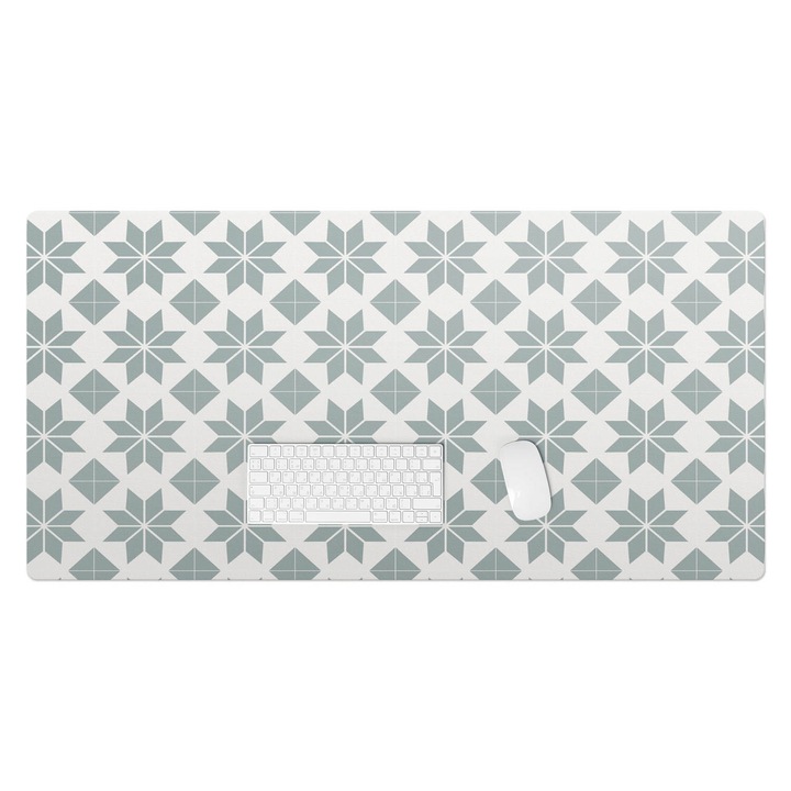 Protectie birou, Wallfluent, Model floral geometric, Gri, 120x60 cm, 010250300030100057113