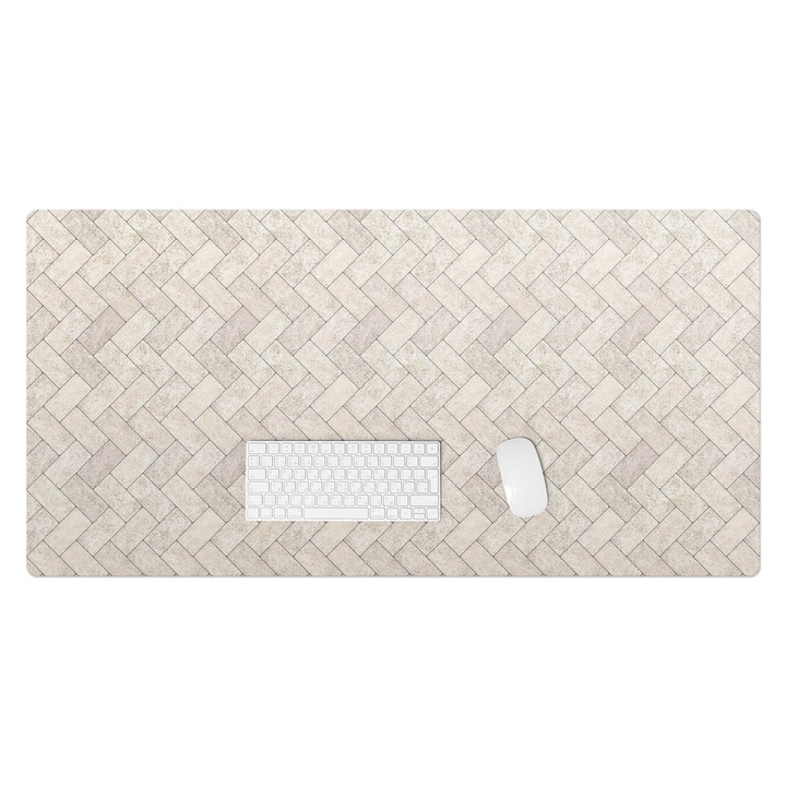 Irodai asztal alátét, Wallfluent, Halszálkás csempe minta, Bézs, 120x60 cm, 010250300030100033503