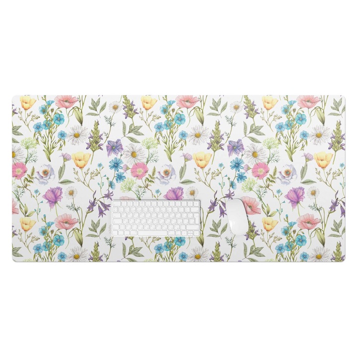 Mapa de birou, Wallfluent, Model vintage floral, Multicolor, 120x60 cm, 010250300030100045724