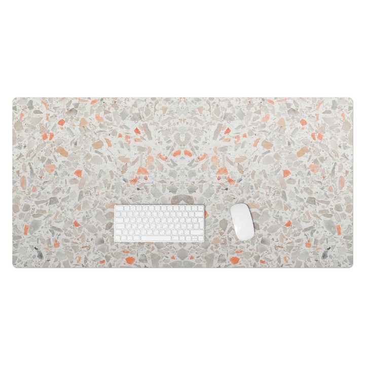 Protectie birou, Wallfluent, Terrazzo simetric, Gri, 120x60 cm, 010250300030100057074