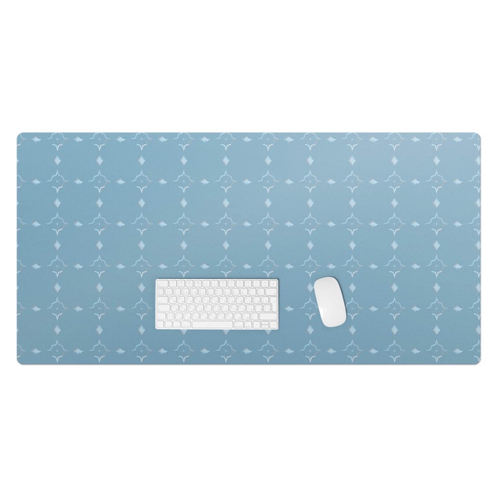 Irodai asztal alátét, Wallfluent, Geometrikus retro minta, Kék, 120x60 cm, 010250300030100033565