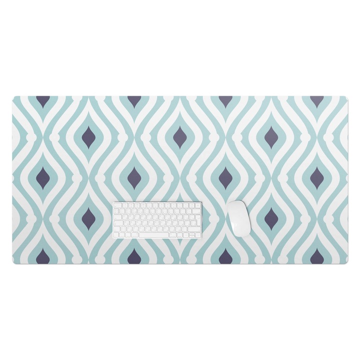 Mapa pentru birou, Wallfluent, Model retro geometric, Turcoaz, 120x60 cm, 010250300030100057173