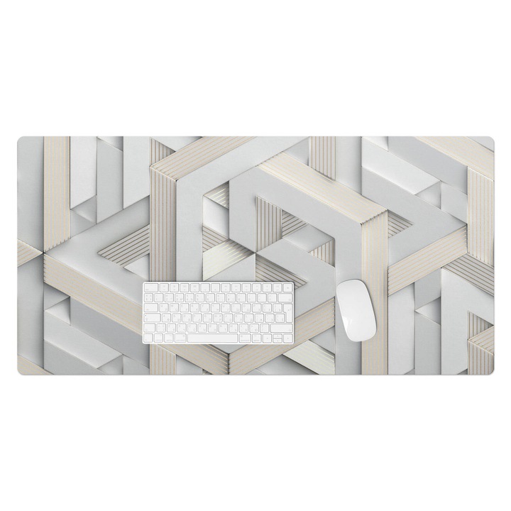 Mapa birou, Wallfluent, Tesatura geometrica, Gri, 100x50 cm, 010250300020100033993